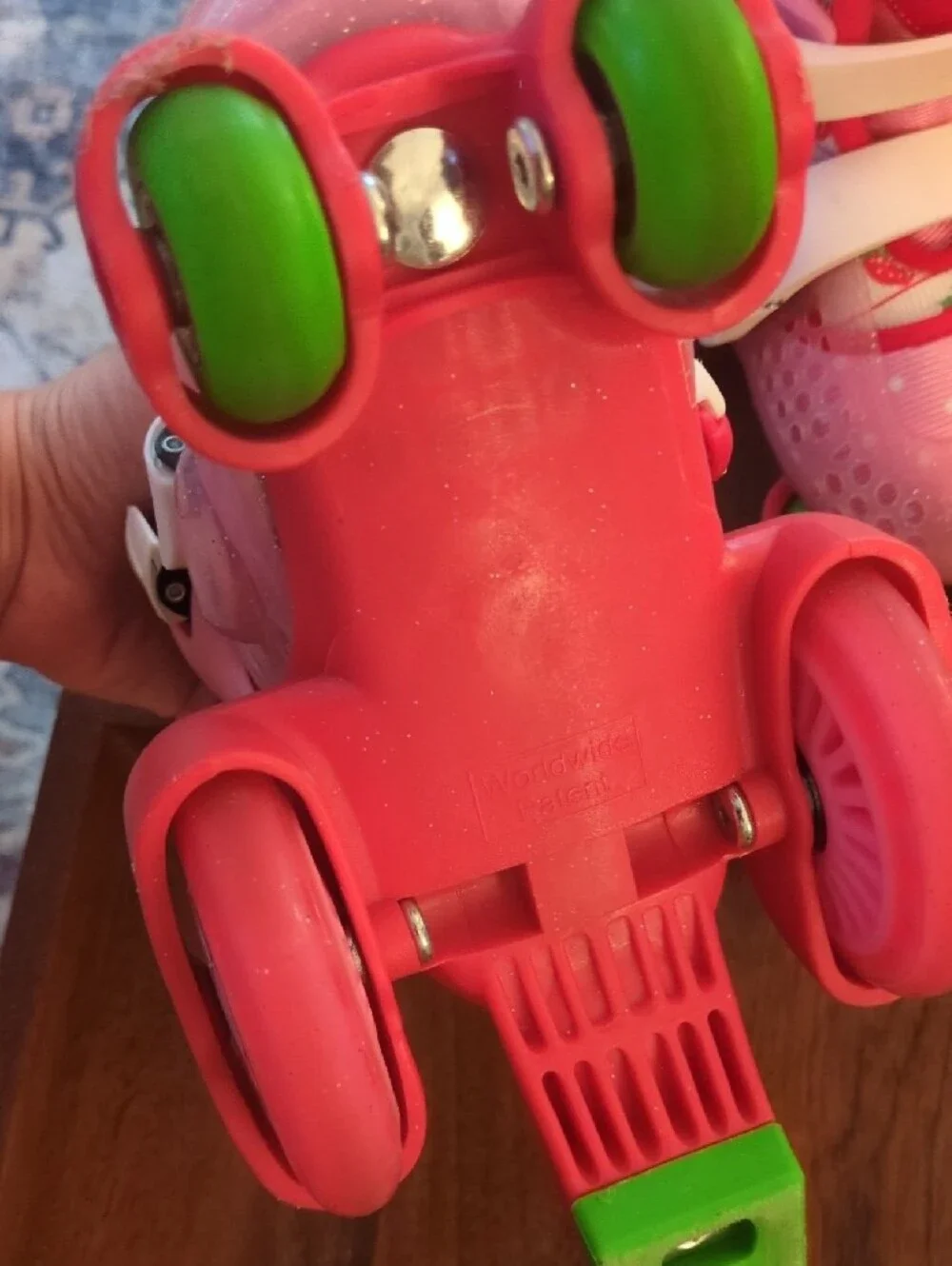 RD Kids Pink Strawberry Adjustable Roller Sneakers